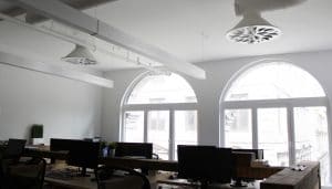 Shared Office Space With NEX-C Architectural Swirl Diffuser, IN-RGY Headquarters