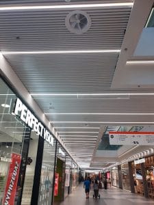 AX6 Adjustable Round Swirl Diffusers in a Shopping Mall